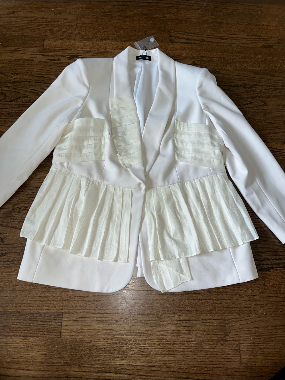 White Women's Peplum Blazer Jacket